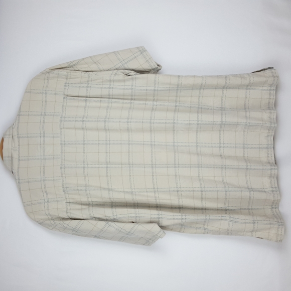 COPY - Porcini Silk Cream blue plaid Collared Short Sleeve Men’s Shirt - Picture 8 of 9